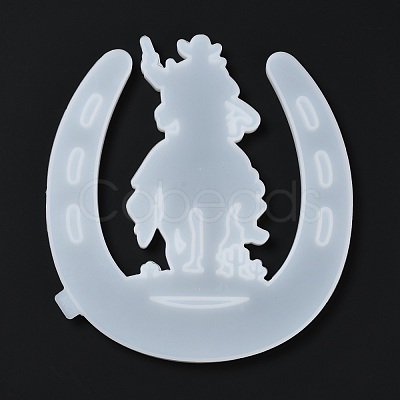 DIY Horseshoe with Cowboy Wall Decoration Silhouette Silicone Molds DIY-I099-54-1