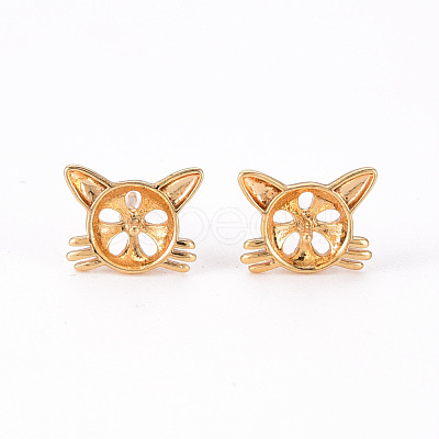 Brass Stud Earrings Findings KK-T062-116G-NF-1