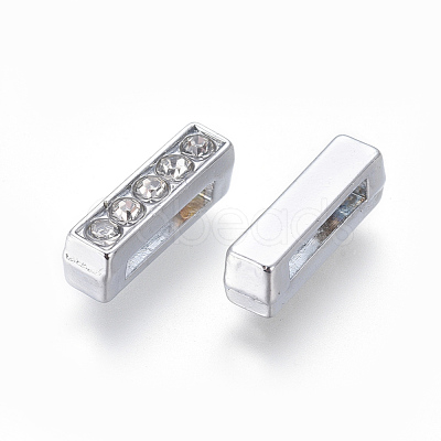 Alloy Initial Slide Charms with Grade A Rhinestones ALRI-R032-I-FF-1