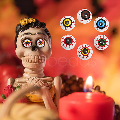 CHGCRAFT 36Pcs 6 Colors Halloween Half Round Plastic Craft Eyes KY-CA0001-47-1