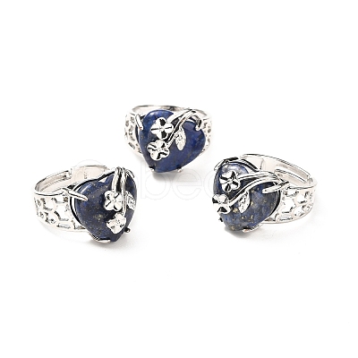 Natural Lapis Lazuli Adjustable Rings RJEW-P043-03P-13-1