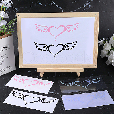 Gorgecraft 16 Sheets 4 Colors Heart with Wing PVC Waterproof Car Stickers DIY-GF0008-97-1