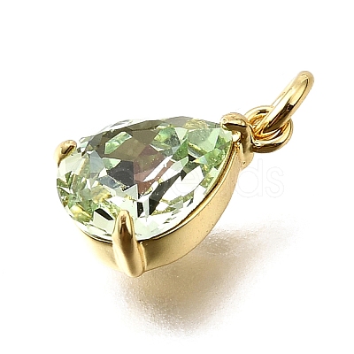 Brass Glass Charms KK-V011-31G-1