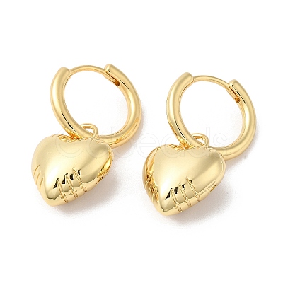 Rack Plating Brass Heart Dangle Hoop Earrings EJEW-R150-06G-1