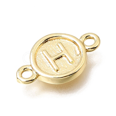 Brass Disc with Initial Links Connector Charms KK-E802-36G-H-1