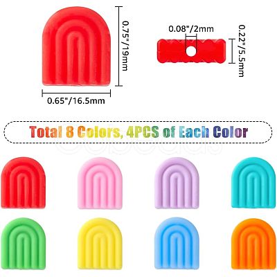 HOBBIESAY 32Pcs 8 Colors Silicone Beads SIL-HY0001-04-1