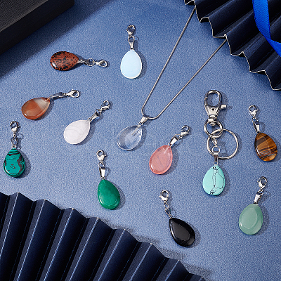 12Pcs 12 Colors Gemstone Pendant Decorations FIND-PH0004-39-1