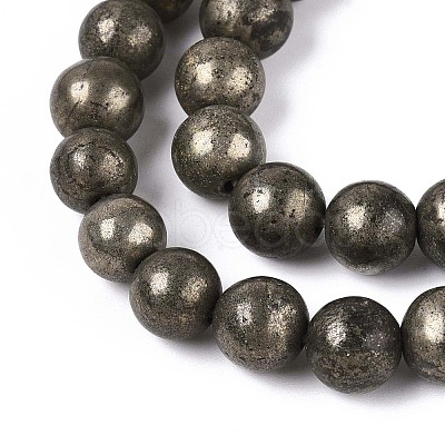 Natural Pyrite Beads Strands X-G-S249-01-8mm-1