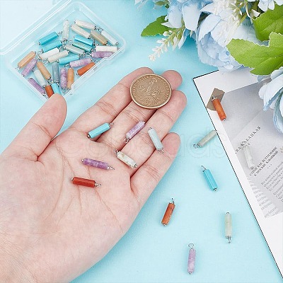 10Pcs 5 Styles Natural Lepidolite & New Jade & Flower Amazonite & Red Aventurine PALLOY-AR00012-1