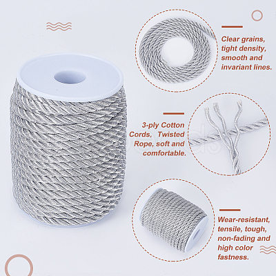 20 Yards 3-Ply Cotton Cord OCOR-WH0086-16A-1