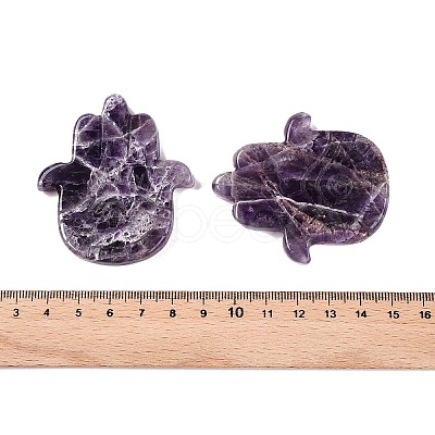 Natural Amethyst Hamsa Hand with Eye Figurines DJEW-N003-04B-1