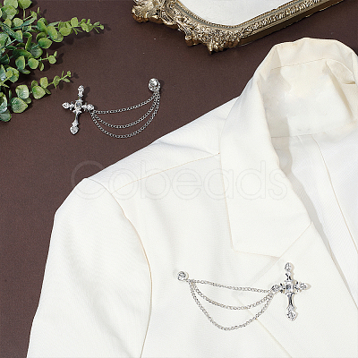 Cross Alloy Rhinestone Lapel Pin Backs JEWB-WH0051-057P-1