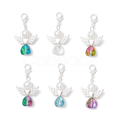 Glass Angel Pendant Decorations HJEW-JM03561-1