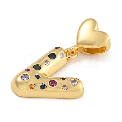 Brass Micro Pave Colorful Cubic Zirconia Pendants KK-P281-01G-V-1