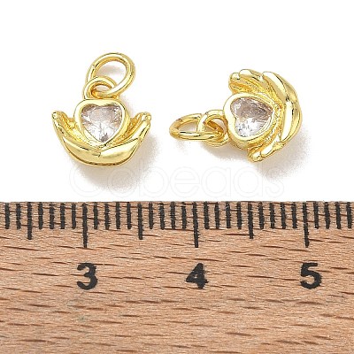 Brass Pave Clear Cubic Zirconia Charms CU-CBA6E4E-19G-E-1