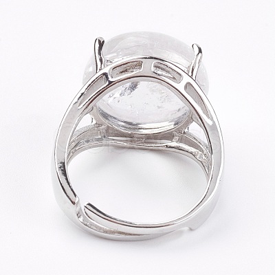 Adjustable Natural Quartz Crystal Finger Rings RJEW-F075-01G-1