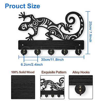Wood & Iron Wall Mounted Hangers HJEW-WH0055-057-1