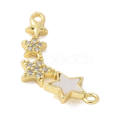 Brass Micro Pave Clear Cubic Zirconia Connector Charms KK-K298-27G-1