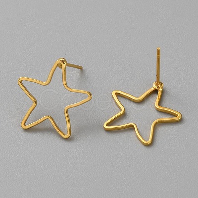 Golden Brass Hollow Geometric Stud Earrings EJEW-WH0012-127I-1