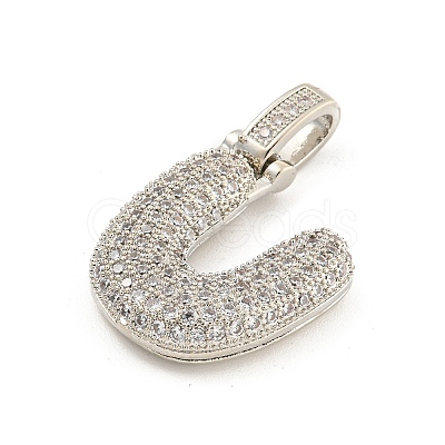 Brass Micro Pave Clear Cubic Zirconia Pendants KK-B099-01P-U-1