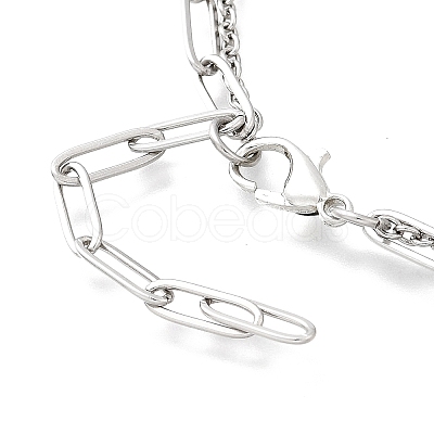304 Stainless Steel Cable & Paperclip Chain Bracelets Multi-layered Bracelets BJEW-JB12331-01-1