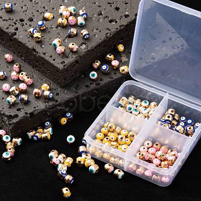 200Pcs 4 Colors Alloy Enamel Beads ENAM-LS0001-82-1