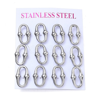 6 Pairs 304 Stainless Steel Stud Earrings EJEW-C180-01P-1