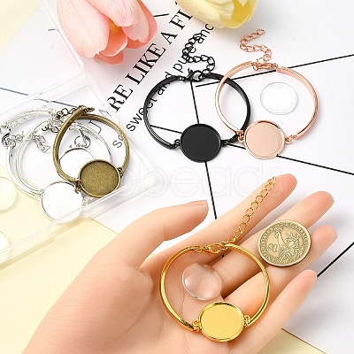 DIY Blank Dome Alloy Bangle Jewelry Making Kits DIY-YW0010-36-1