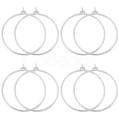 Beebeecraft 4 Pairs 925 Sterling Silver Hoop Earring Findings FIND-BBC0002-77-1