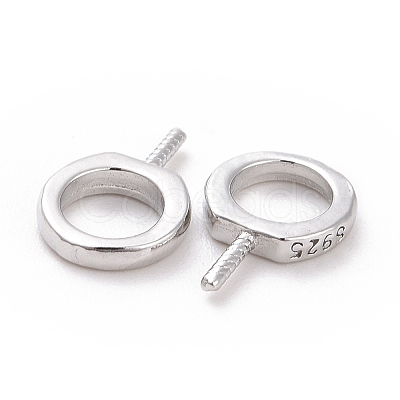 Anti-Tarnish Rhodium Plated 925 Sterling Silver Screw Eye Peg Bails STER-D035-42P-1