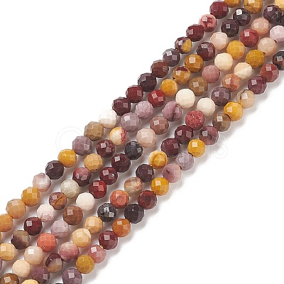 Natural Mookaite Faceted Round Beads Strands G-A129-2mm-19-1-1