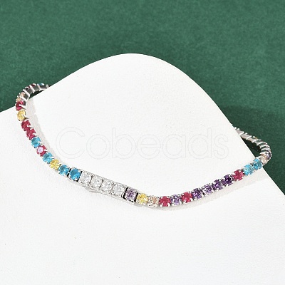 925 Sterling Silver Micro Pave Cubic Zirconia Tennis Bracelets for Women BJEW-C117-01A-P01-1