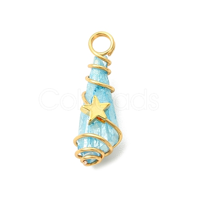 2Pcs Electroplated Natural Quartz Crystal Dyed Copper Wire Wrapped Pendants PALLOY-JF03166-01-1