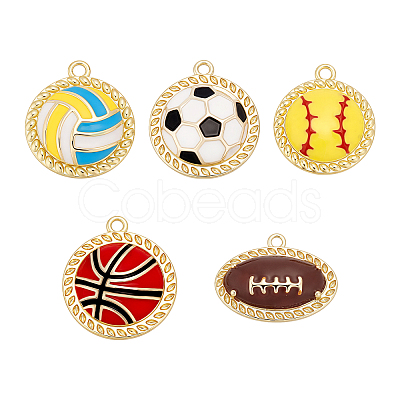 5Pcs 5 Styles Alloy Enamel Pendants ENAM-GA0001-21-1