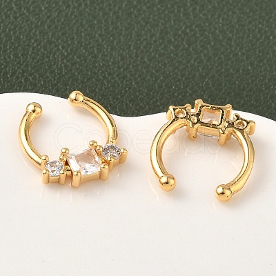 Brass Pave Clear Cubic Zirconia Circular/Horseshoe Barbell Nose Rings EJEW-D337-18A-G-1