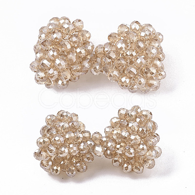 Plating Acrylic Woven Beads PACR-R247-04A-1