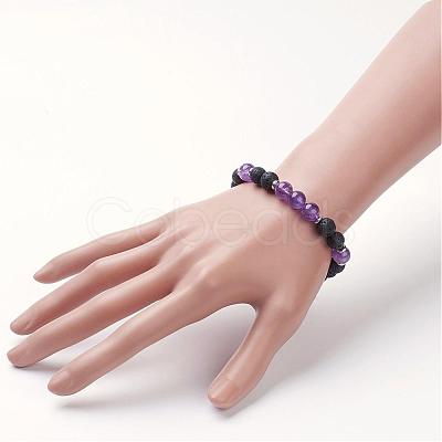 Natural Amethyst Stretch Bracelets BJEW-JB02754-04-1