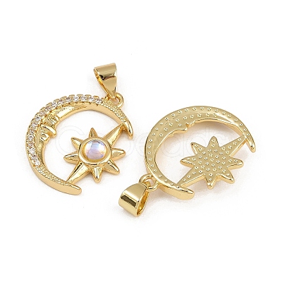 Rack Plating Planet Brass Micro Pave Cubic Zirconia Pendants KK-E102-31G-1-1