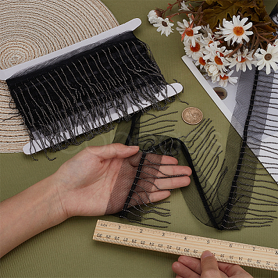 5 Yards Polyester Fringe Lace Trim DIY-FG0006-98B-1