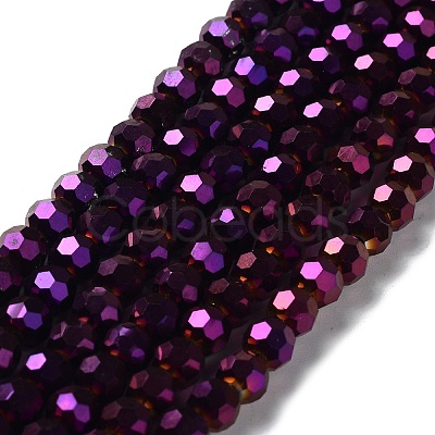 Faceted(32 Facets) Electroplate Glass Bead Strands X-EGLA-R042-6mm-02-1
