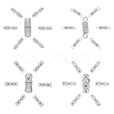 SUNNYCLUE 80 Sets 4 Style Brass Screw Clasps KK-SC0002-21-1