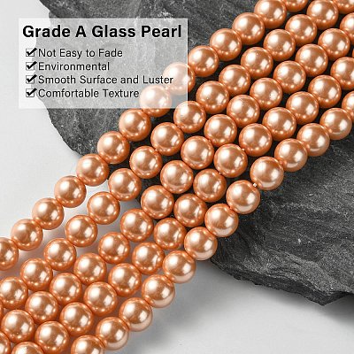 Eco-Friendly Dyed Glass Pearl Round Beads Strands HY-A002-8mm-RB057-1