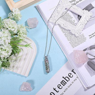 1Pc 304 Stainless Steel Tree of Life Hollow Column Pendant Pet Urn Ashes Necklaces NJEW-CA0001-28RC-1