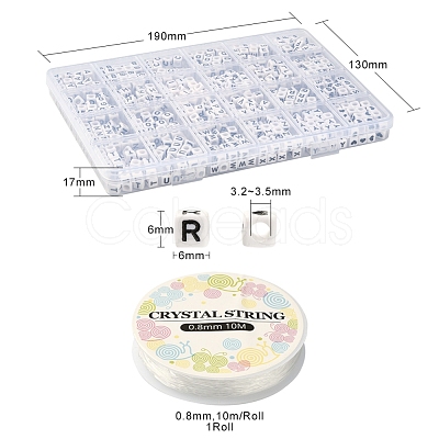 Opaque Acrylic Horizontal Hole Letter Beads SACR-YW0001-44-1