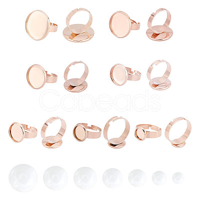 14Pcs Flat Round Adjustable 304 Stainless Steel Finger Rings Components DIY-UN0002-75-1