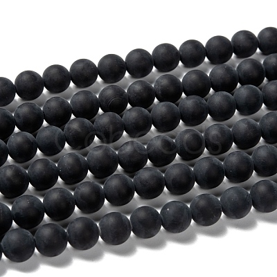 Grade A Natural Black Agate Beads Strands G447-4-1