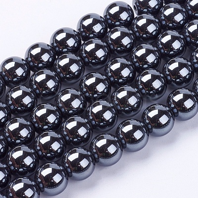 Non-Magnetic Synthetic Hematite Beads Strands G-H1623-8mm-2-1