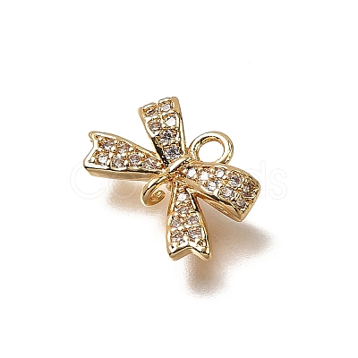 Brass Micro Pave Cubic Zirconia Bowknot Connector Charms X-KK-B152-09A-G-1
