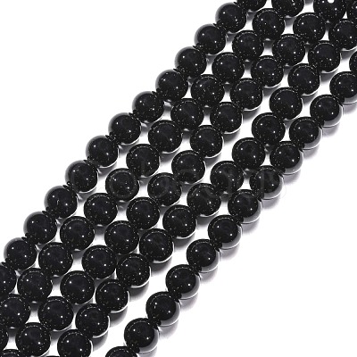 Synthetic Black Stone Beads Strands GSR10mmC044-1