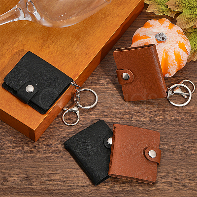 CHGCRAFT 4 Sest 2 Colors 2 Inch Leather Cover Mini Photocard Holder Book AJEW-CA0003-95-1